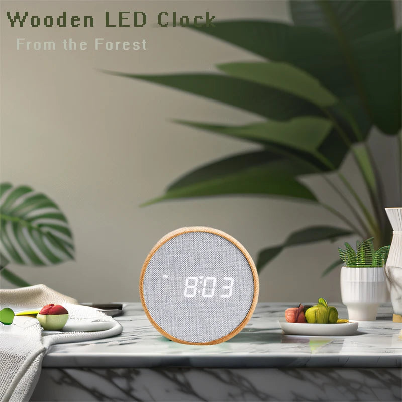 réveil LED bambou