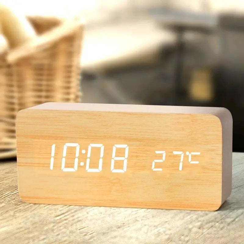 réveil lumineux bois