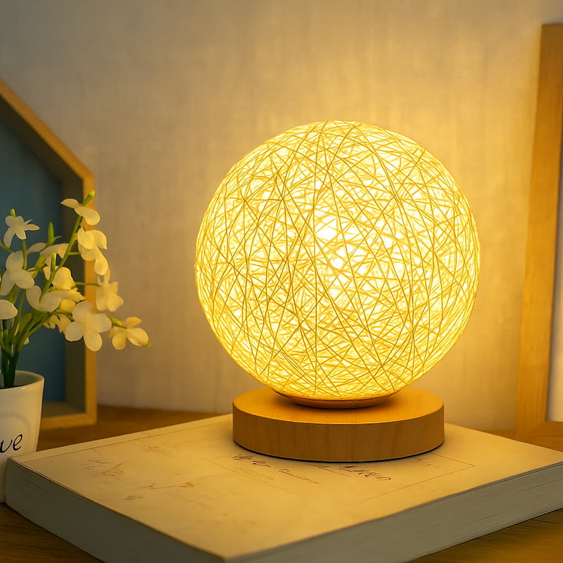 Lampe boule en lin