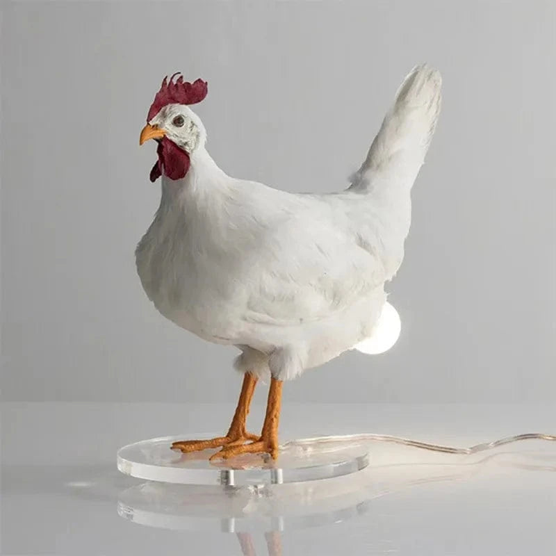 Lampe résine poule