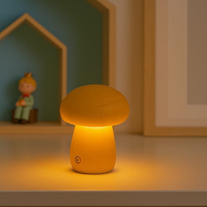 MushGlow en bois naturel